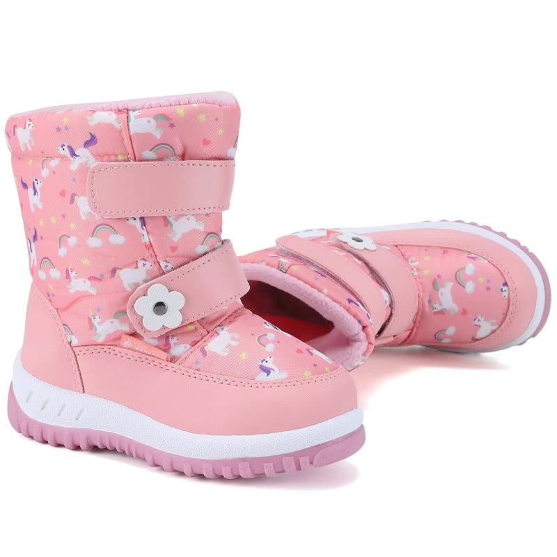 CIOR أحذية شتوية ثلجية للأطفال من CIOR للأولاد والبنات في الهواء الطلق مقاومة للماء مع بطانة من الفرو (للرضع / الأطفال الصغار) U120WXZ012-L.وردي-24 - Image 2